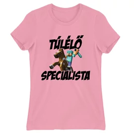 Világos rózsaszín Minecraft női rövid ujjú póló - Túlélő specialista