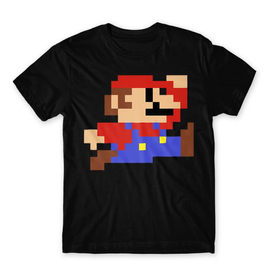 Fekete Super Mario férfi rövid ujjú póló - Jump