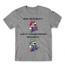 Sportszürke Super Mario férfi rövid ujjú póló - Remember