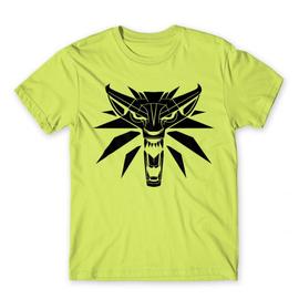 Almazöld The Witcher férfi rövid ujjú póló - Wolf head logo