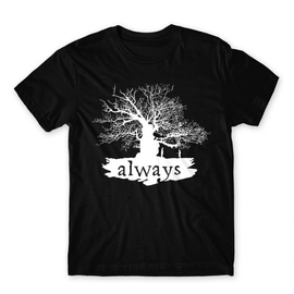 Fekete Harry Potter férfi rövid ujjú póló - Always Tree silhouette