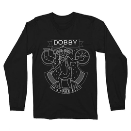 Fekete Harry Potter férfi hosszú ujjú póló - Dobby Lineart