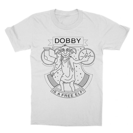 Fehér Harry Potter gyerek rövid ujjú póló - Dobby Lineart