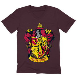 Bordó Harry Potter férfi V-nyakú póló - Griffendél logó