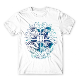 Fehér Harry Potter férfi rövid ujjú póló - Hogwarts Logo Art 