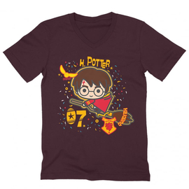Bordó Harry Potter férfi V-nyakú póló - H. Potter 07