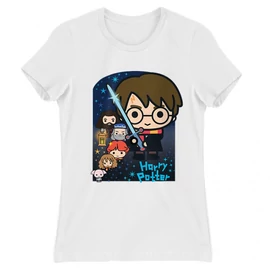 Fehér Harry Potter női rövid ujjú póló - Harry Potter chibi poster