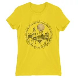 Citromsárga Harry Potter női rövid ujjú póló - Hogwarts Lineart