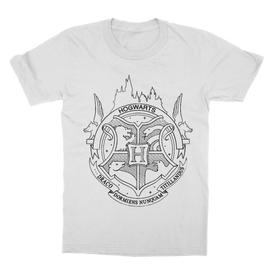 Fehér Harry Potter gyerek rövid ujjú póló - Hogwarts Logo Lineart