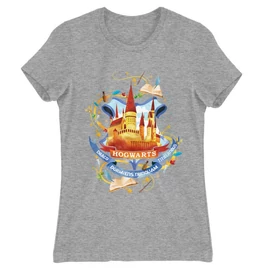 Sportszürke Harry Potter női rövid ujjú póló - Hogwarts Watercolor