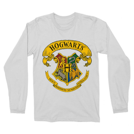 Fehér Harry Potter férfi hosszú ujjú póló - Hogwarts Color