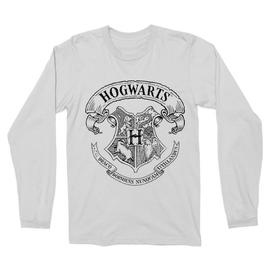 Fehér Harry Potter férfi hosszú ujjú póló - Hogwarts outline logo