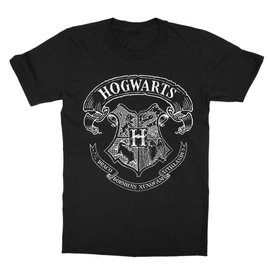 Fekete Harry Potter gyerek rövid ujjú póló - Hogwarts outline logo