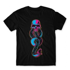 Fekete Harry Potter férfi rövid ujjú póló - Neon Death Eater Symbol