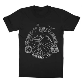 Fekete Harry Potter gyerek rövid ujjú póló - Ravenclaw Lineart