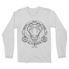 Fehér Harry Potter férfi hosszú ujjú póló - Slytherin Lineart