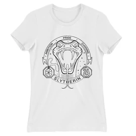 Fehér Harry Potter női rövid ujjú póló - Slytherin Lineart