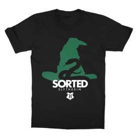 Fekete Harry Potter gyerek rövid ujjú póló - Sorted Slytherin