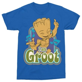 Királykék A galaxis őrzői férfi rövid ujjú póló - Dancing Groot