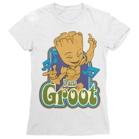Fehér A galaxis őrzői női rövid ujjú póló - Dancing Groot