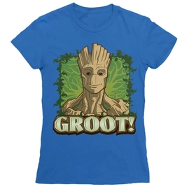 Királykék A galaxis őrzői női rövid ujjú póló - Groot Face