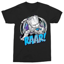 Fekete A galaxis őrzői férfi rövid ujjú póló - Groot raar