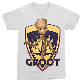 Fehér A galaxis őrzői férfi rövid ujjú póló - Groot shield
