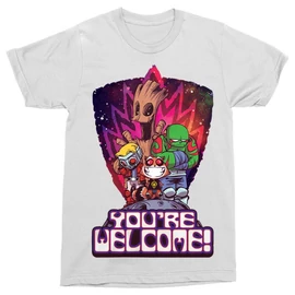 Fehér A galaxis őrzői férfi rövid ujjú póló - Guardians Cartoon