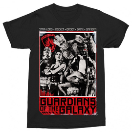 Fekete A galaxis őrzői férfi rövid ujjú póló - Guardians Team Grunge