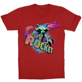 Piros A galaxis őrzői gyerek rövid ujjú póló - Retro Rocket