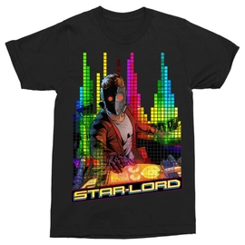 Fekete A galaxis őrzői férfi rövid ujjú póló - Star Lord Music