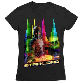 Fekete A galaxis őrzői női rövid ujjú póló - Star Lord Music