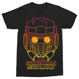 Fekete A galaxis őrzői férfi rövid ujjú póló - Star Lord Outline
