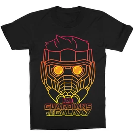 Fekete A galaxis őrzői gyerek rövid ujjú póló - Star Lord Outline