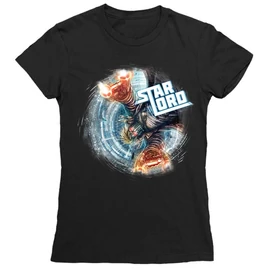 Fekete A galaxis őrzői női rövid ujjú póló - Star Lord Swirl