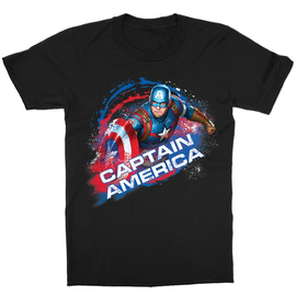 Fekete Marvel Amerika Kapitány gyerek rövid ujjú póló - Captain America Splash