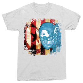 Fehér Amerika Kapitány férfi rövid ujjú póló - Captain America grunge