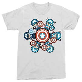 Fehér Amerika Kapitány férfi rövid ujjú póló - Captain America kawaii