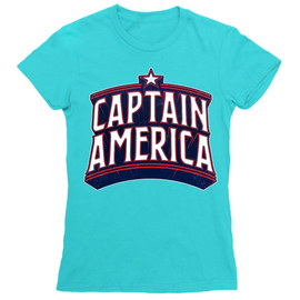 Atollkék Amerika Kapitány női rövid ujjú póló - Retro Logo