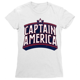 Fehér Amerika Kapitány női rövid ujjú póló - Retro Logo