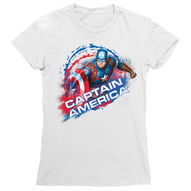 Fehér Amerika Kapitány női rövid ujjú póló - Captain America Splash