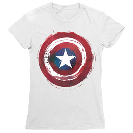 Fehér Amerika Kapitány női rövid ujjú póló - Painted shield