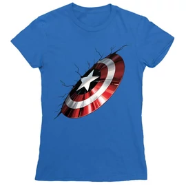 Királykék Amerika Kapitány női rövid ujjú póló - Shield Demage