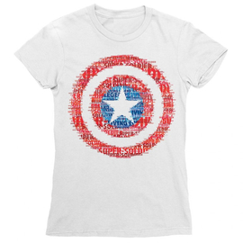 Fehér Amerika Kapitány női rövid ujjú póló - Text Shield