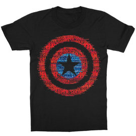 Fekete Marvel Amerika Kapitány gyerek rövid ujjú póló - Text Shield