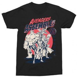 Fekete Bosszúállók férfi rövid ujjú póló - Avengers Assemble