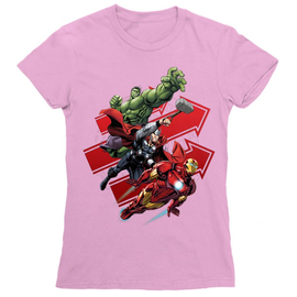 Világos rózaszín Bosszúállók női rövid ujjú póló - Avengers Trio