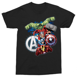 Fekete Bosszúállók férfi rövid ujjú póló - Avengers Team 