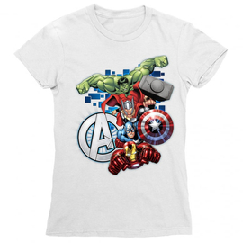 Fehér Bosszúállók női rövid ujjú póló - Avengers Team 