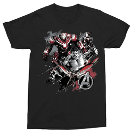Fekete Bosszúállók férfi rövid ujjú póló - Avengers Team Grunge